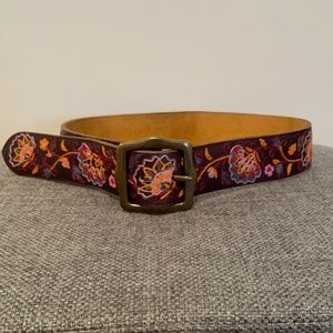 Lucky Brand Embroidered Leather Belt